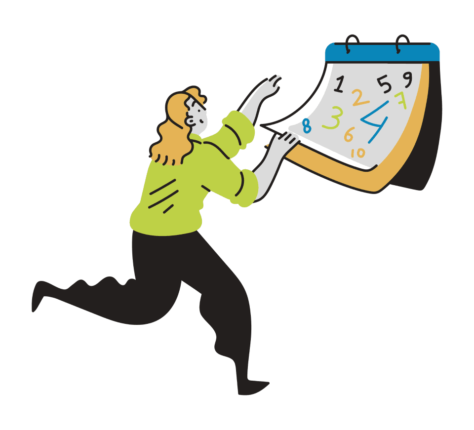 Girl viewing a wall calendar